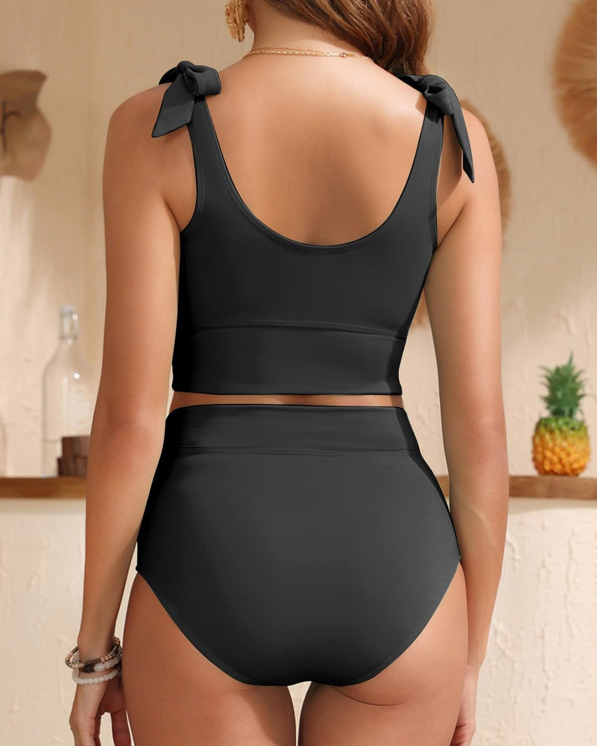 SWIMARY® Bow Knot High-Waist Tummy Control Tankini
