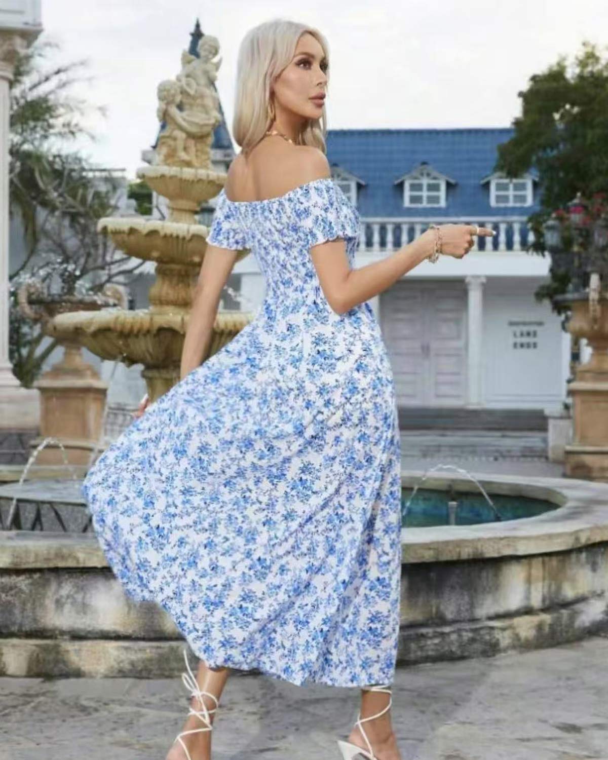 SLIM®Boho Floral Off-Shoulder Maxi Dress
