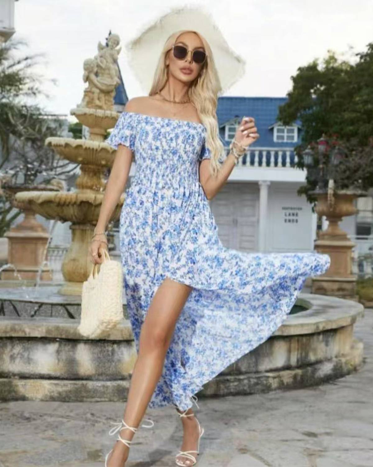 SLIM®Boho Floral Off-Shoulder Maxi Dress