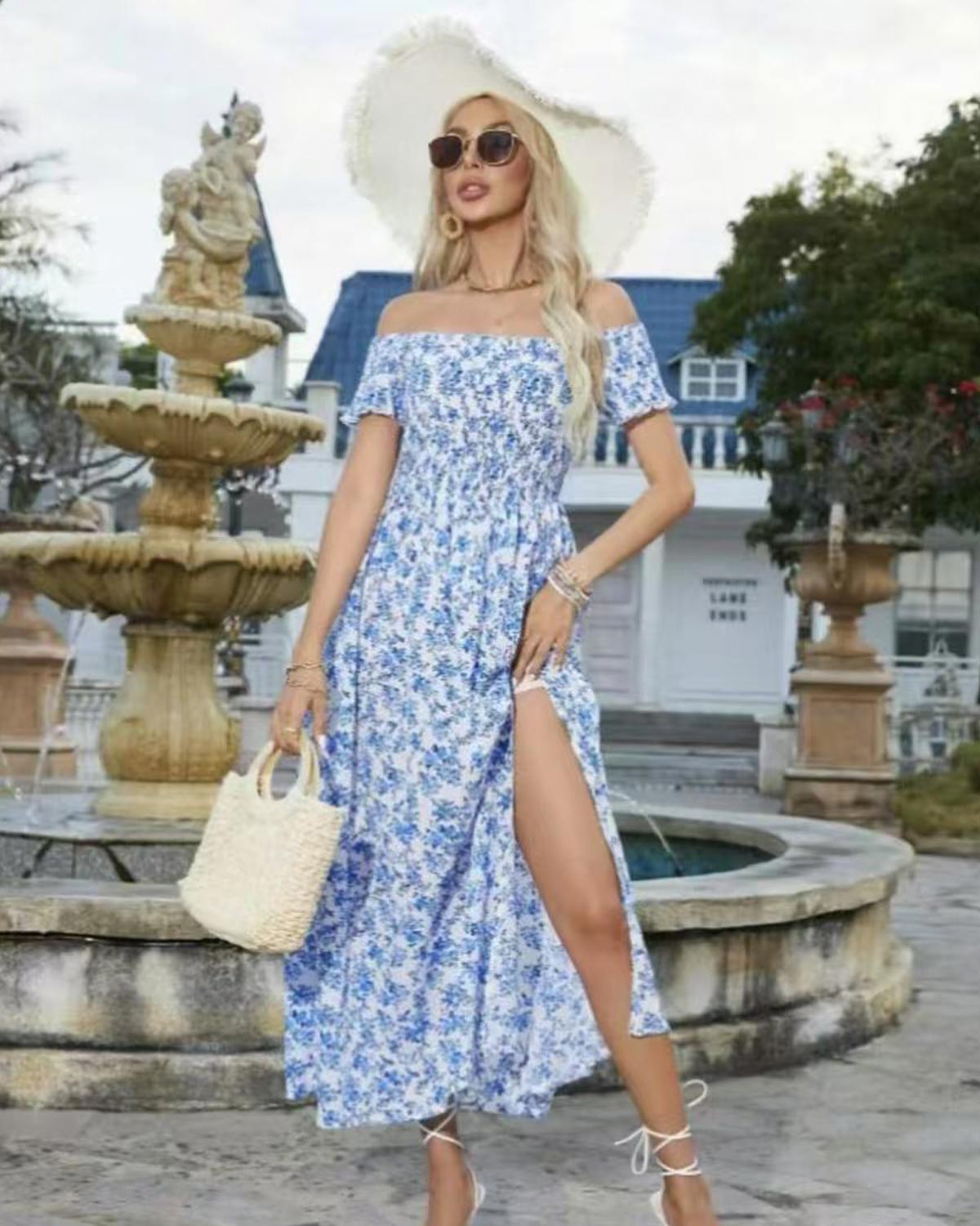 SLIM®Boho Floral Off-Shoulder Maxi Dress