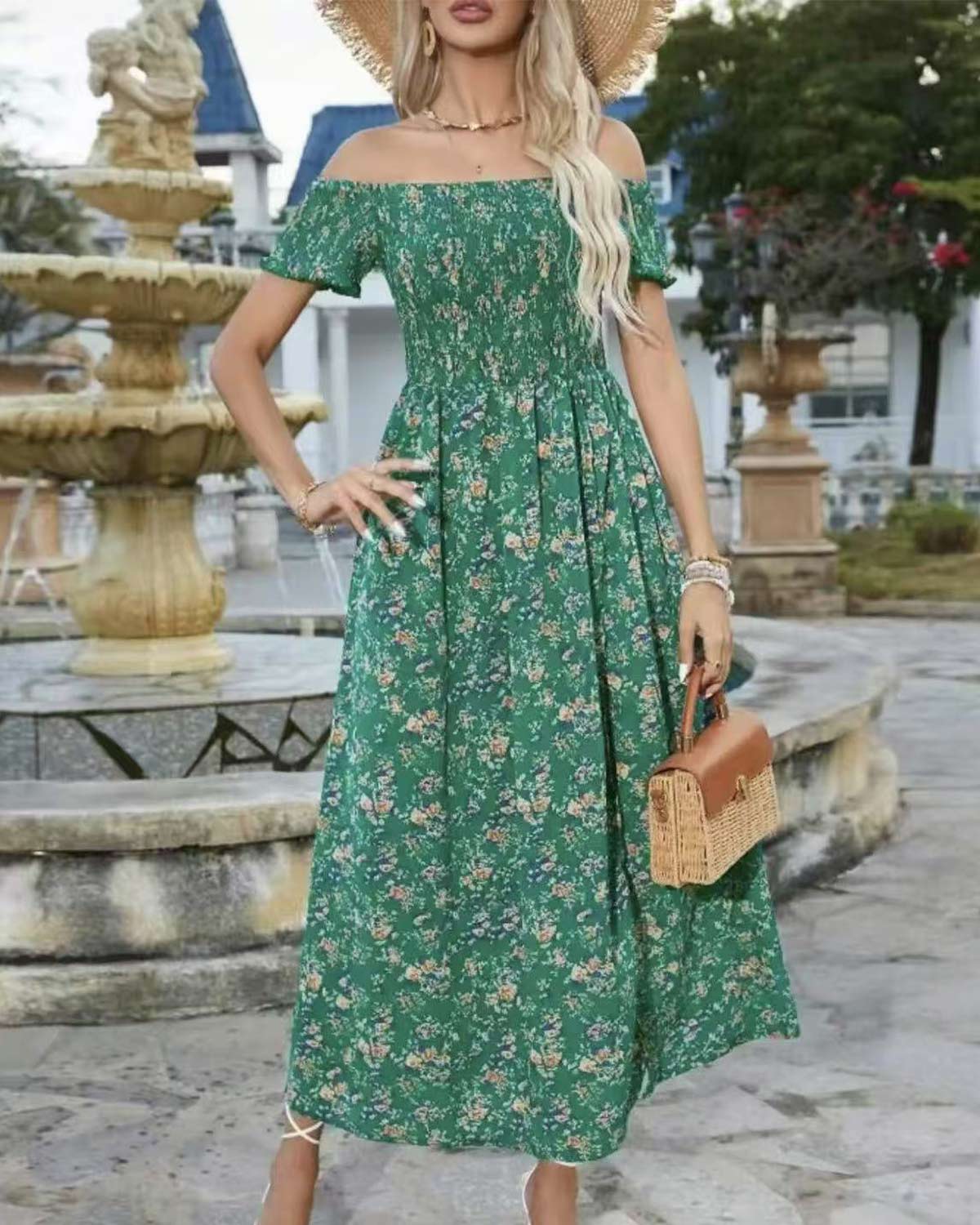 SLIM®Boho Floral Off-Shoulder Maxi Dress