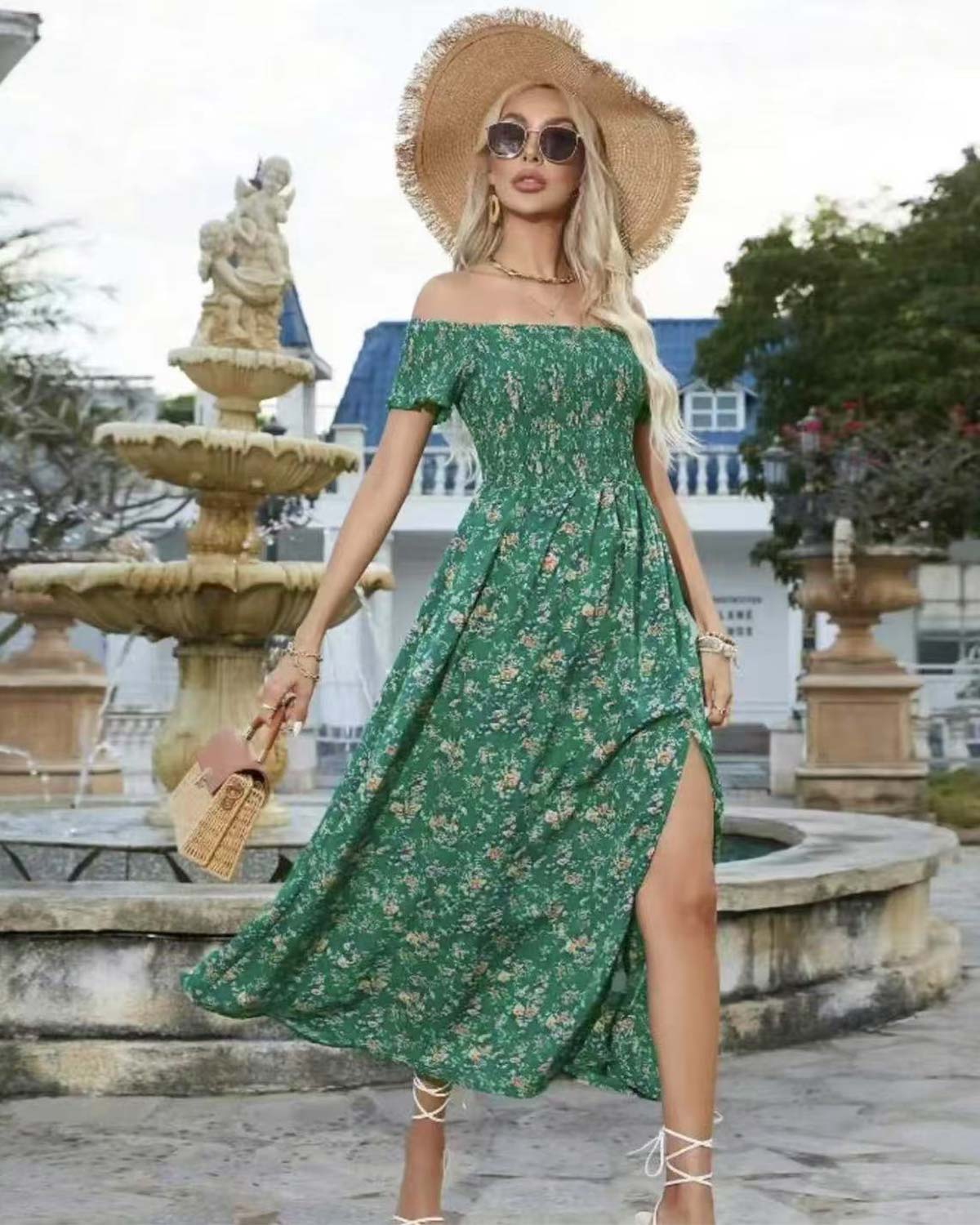 SLIM®Boho Floral Off-Shoulder Maxi Dress