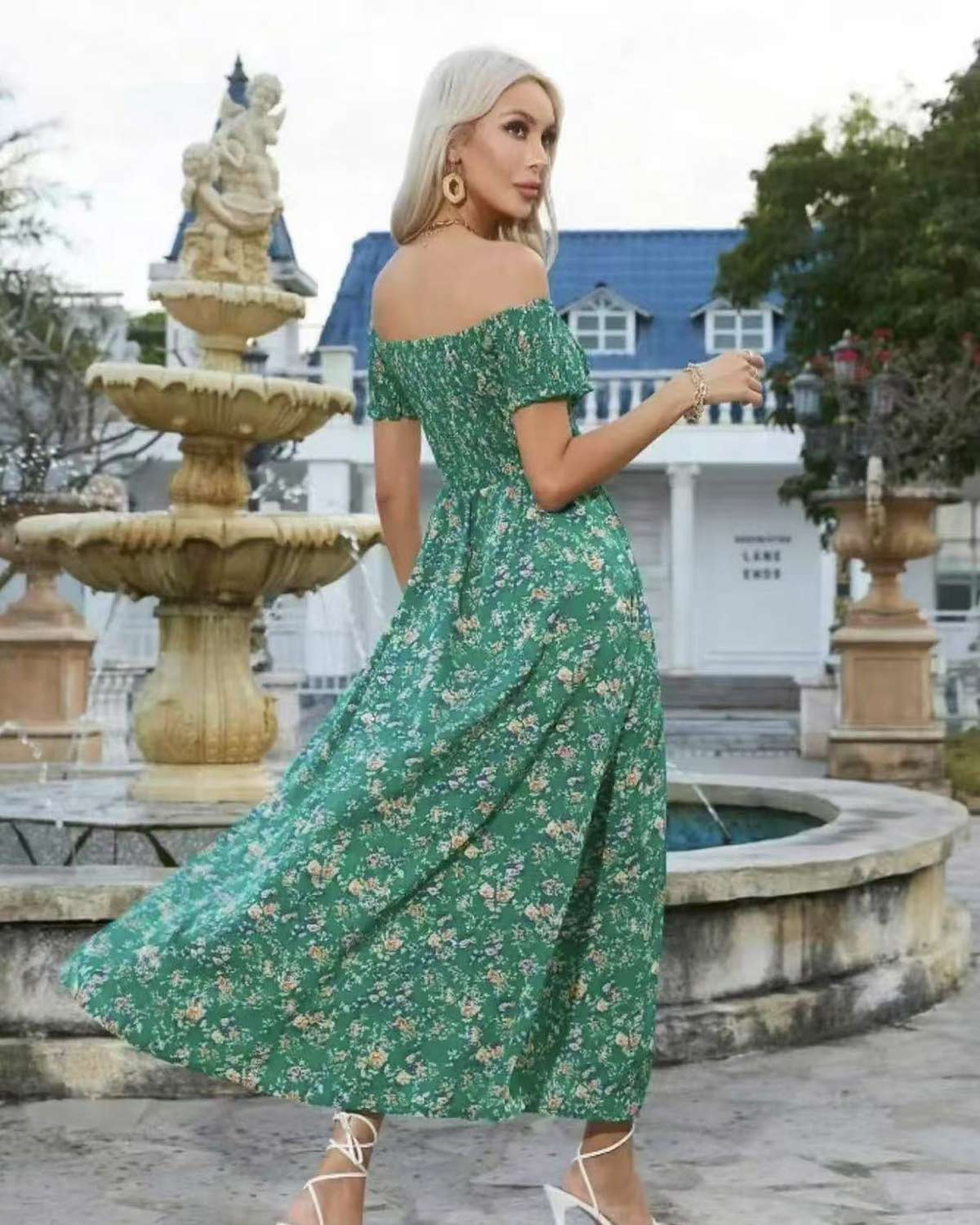 SLIM®Boho Floral Off-Shoulder Maxi Dress